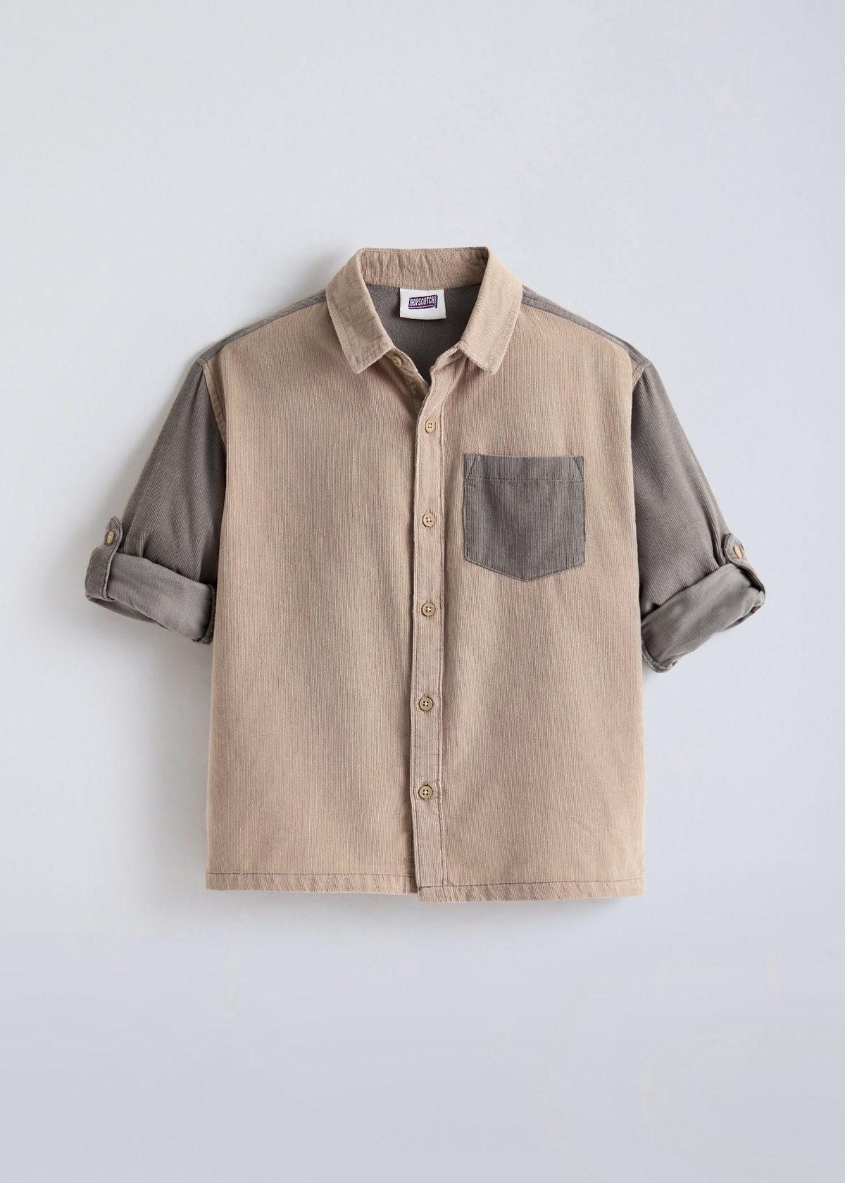 Colorblock Collared Cotton Shirt
