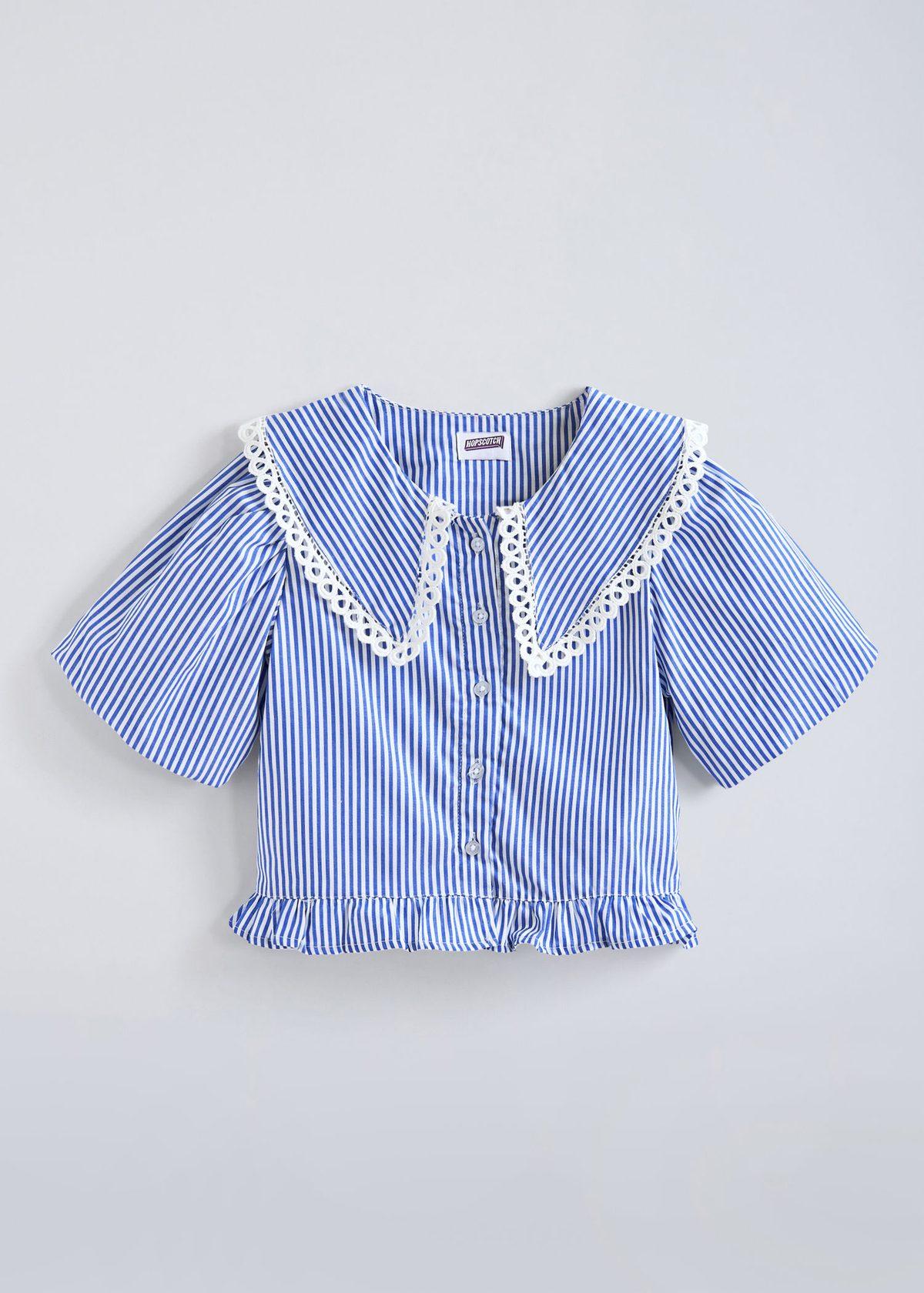 Striped Lace Peter Pan Collar Blouse