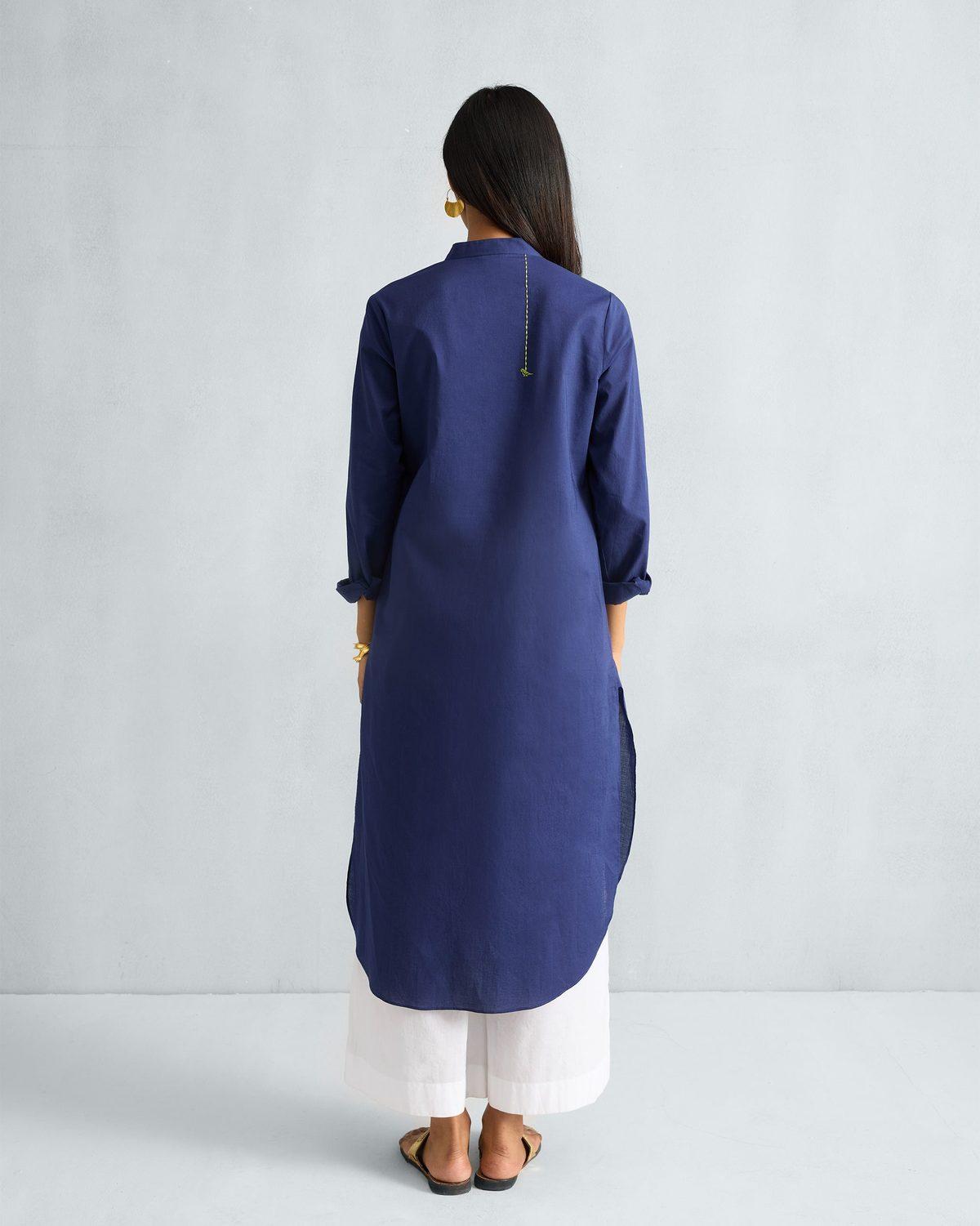 Basic Long Kurta - Ink Blue — view 3