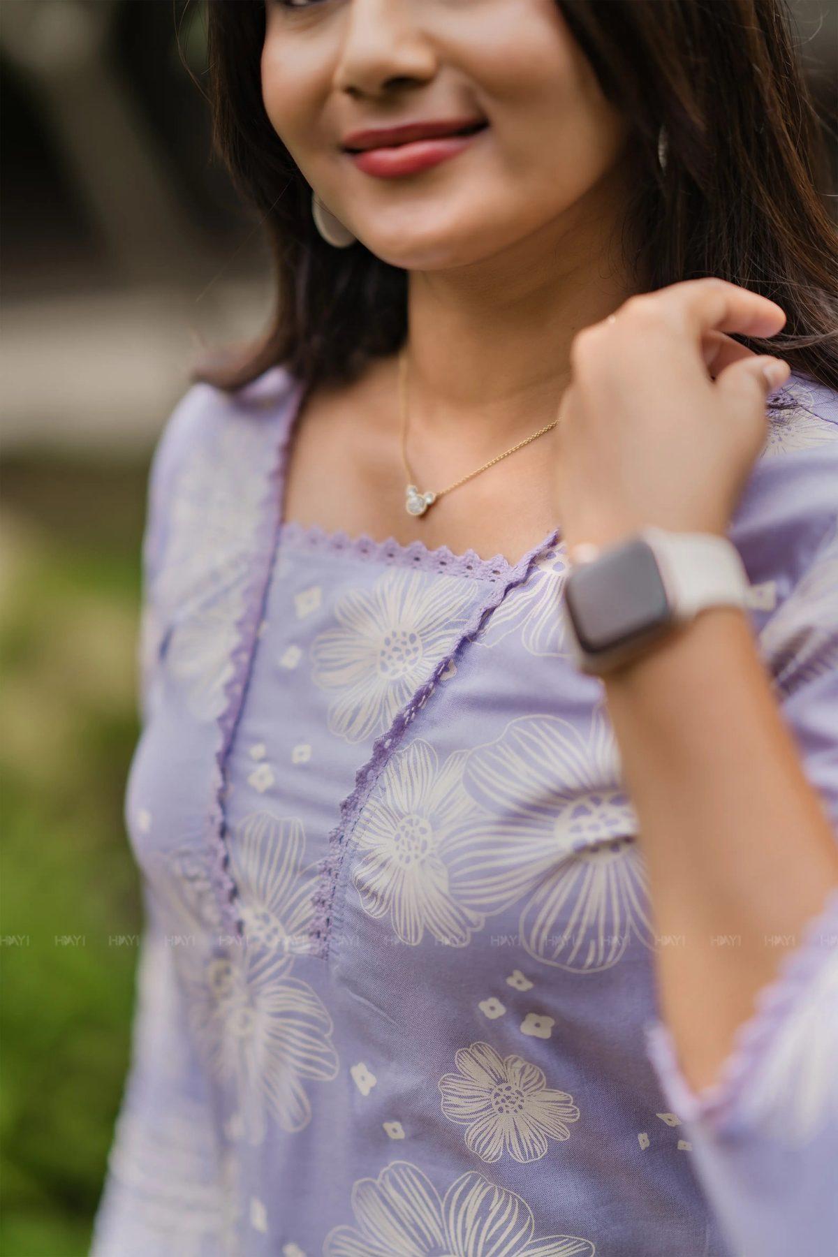 Lilac Bliss Viscose Printed Kurta — view 3
