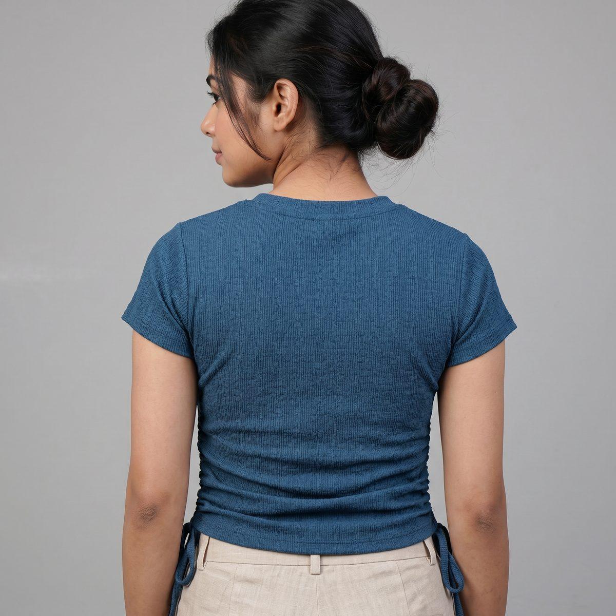 Solid Slim Fit Top - Teal — view 3