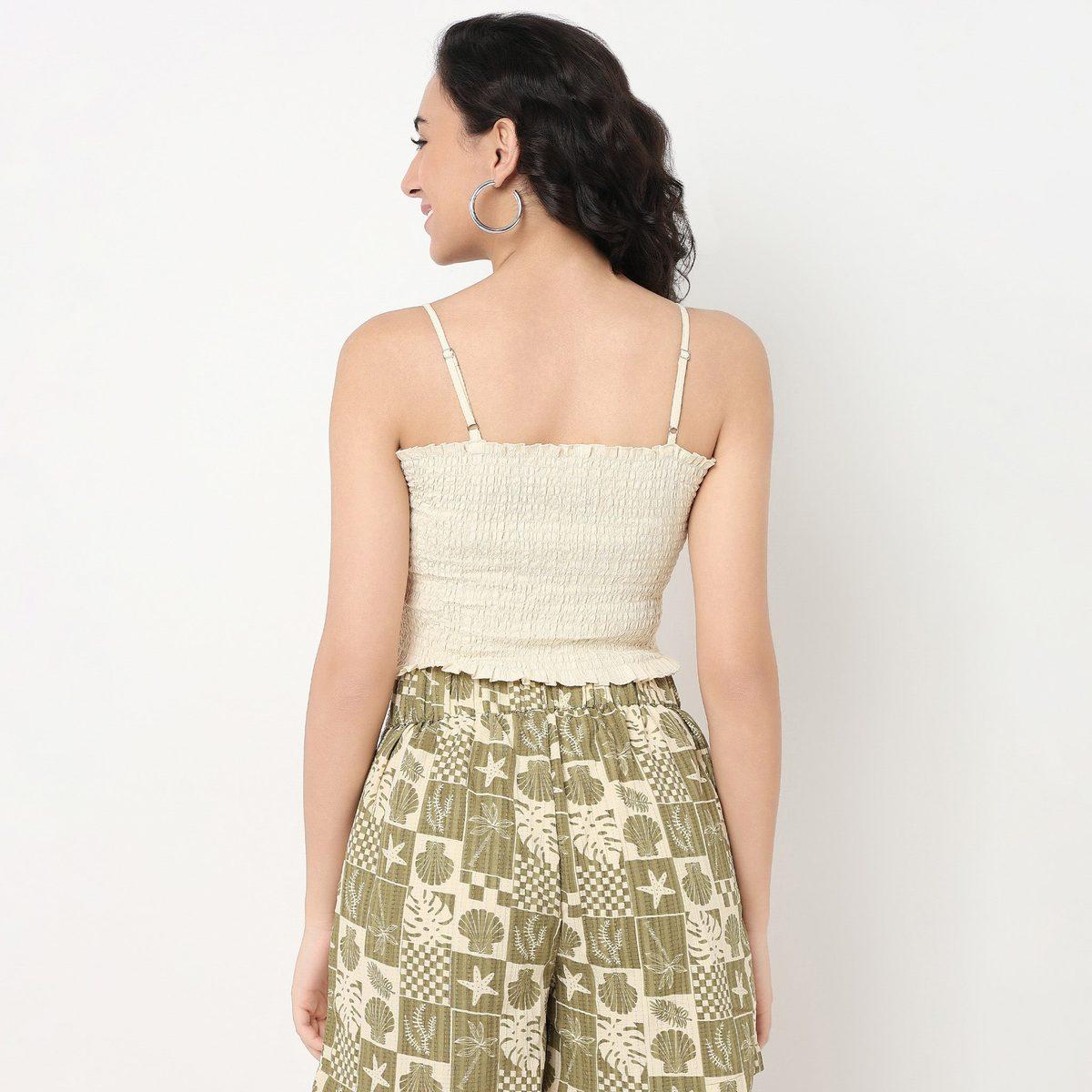 Textured Square Neck Crop Top — view 3