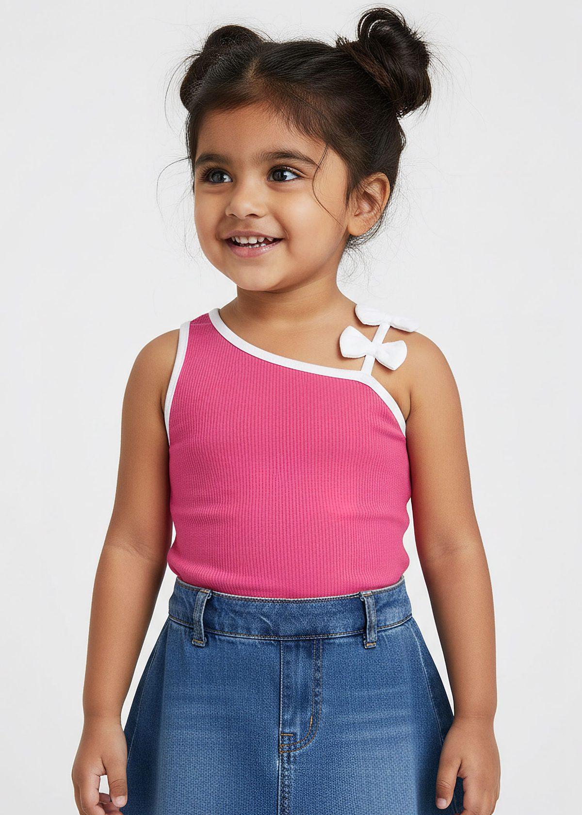 Asymmetrical Neckline Ribbed Top