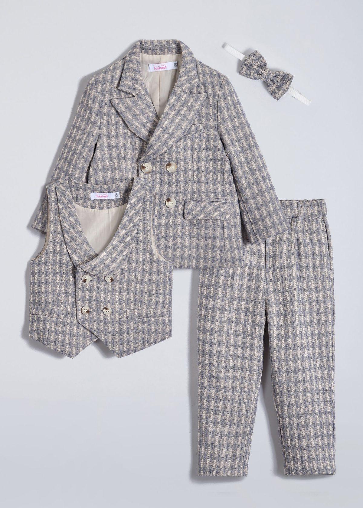 3-Pc Checkered Pant Set with Bow