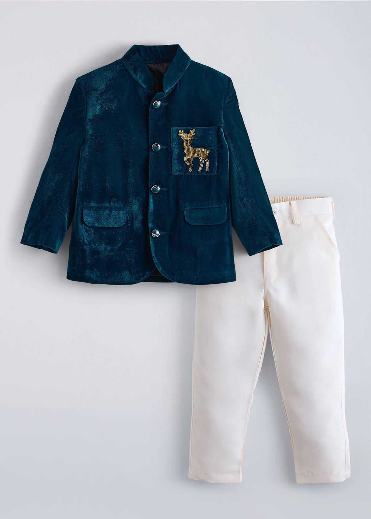 Deer Embellished Coat & Pant
