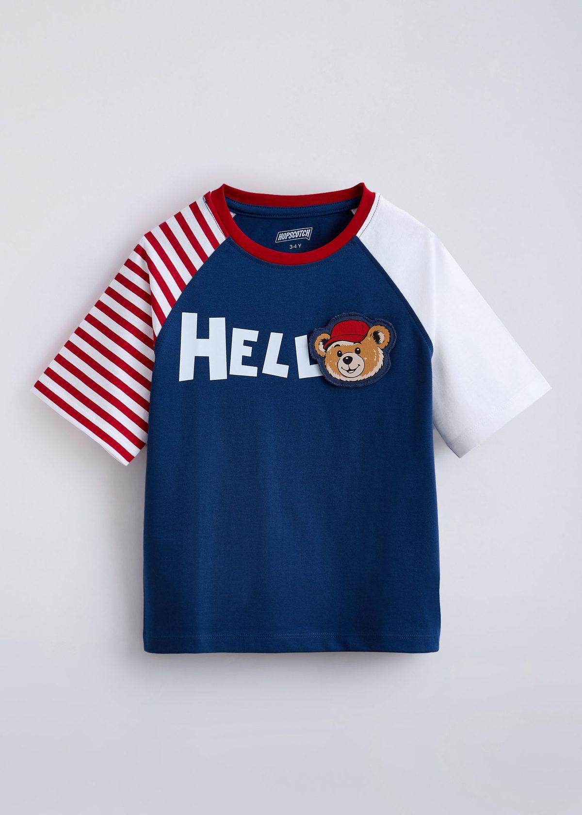 Teddy Applique Striped T-shirt