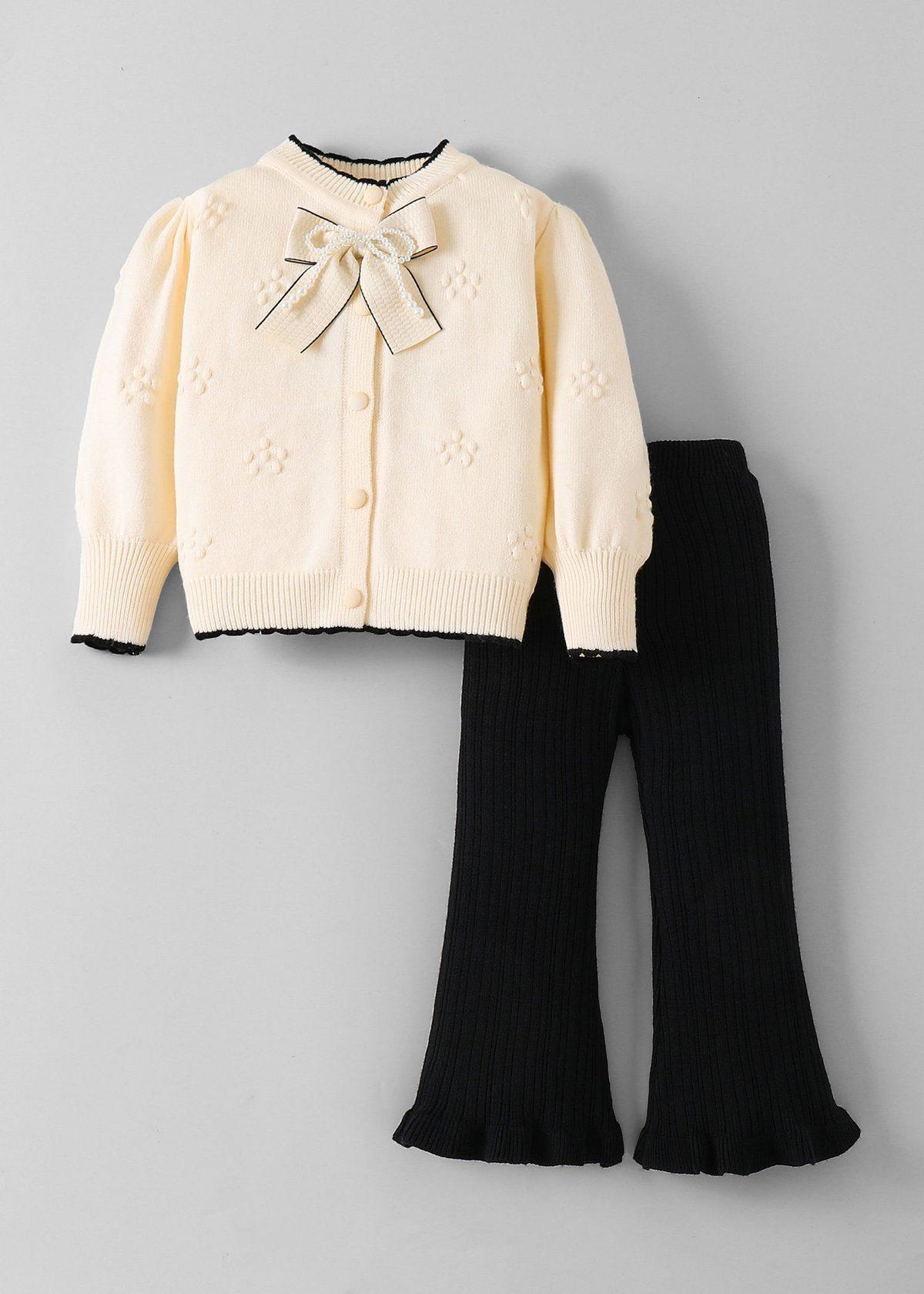 2-Pc Textured Sweater & Pants