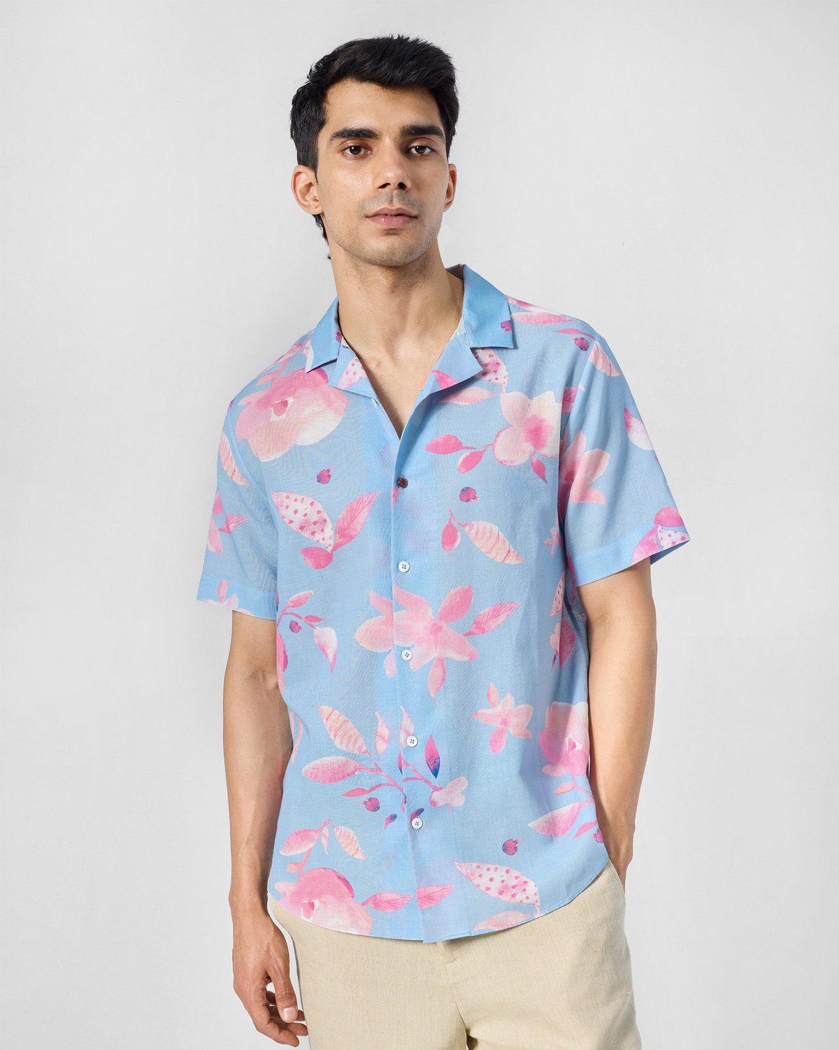Mistari Shirt - Light Blue Printed