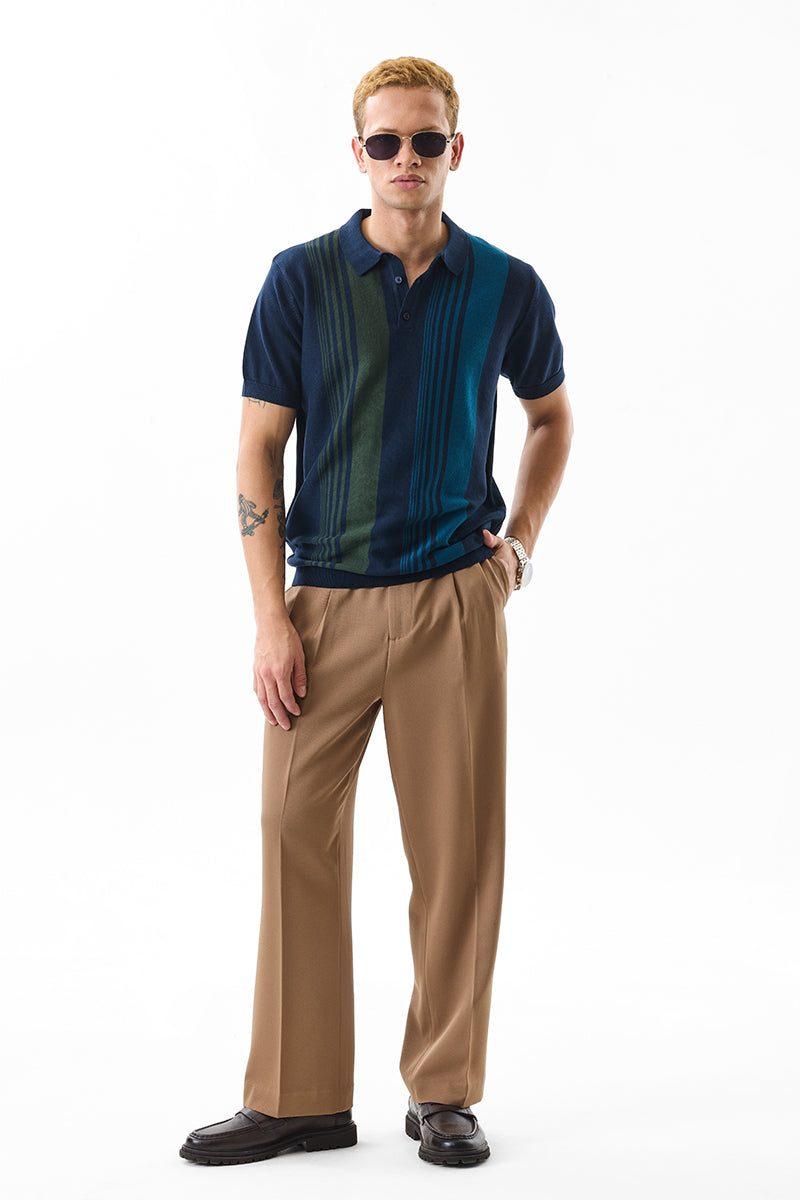 Navy Stripes Slim Fit Polo T-Shirt — view 3