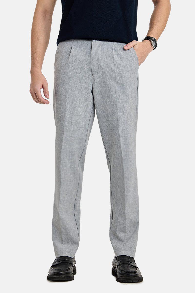 Textured Pleated Trousers - Grey