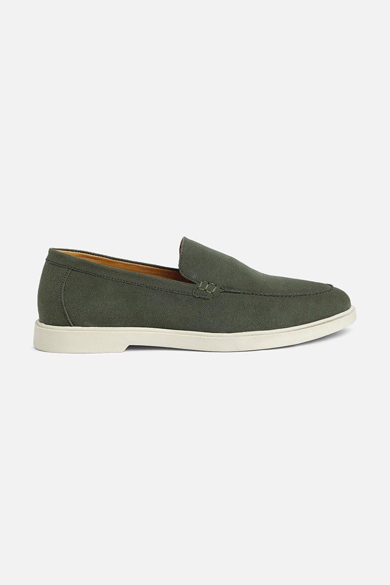Olive Suede Loafers