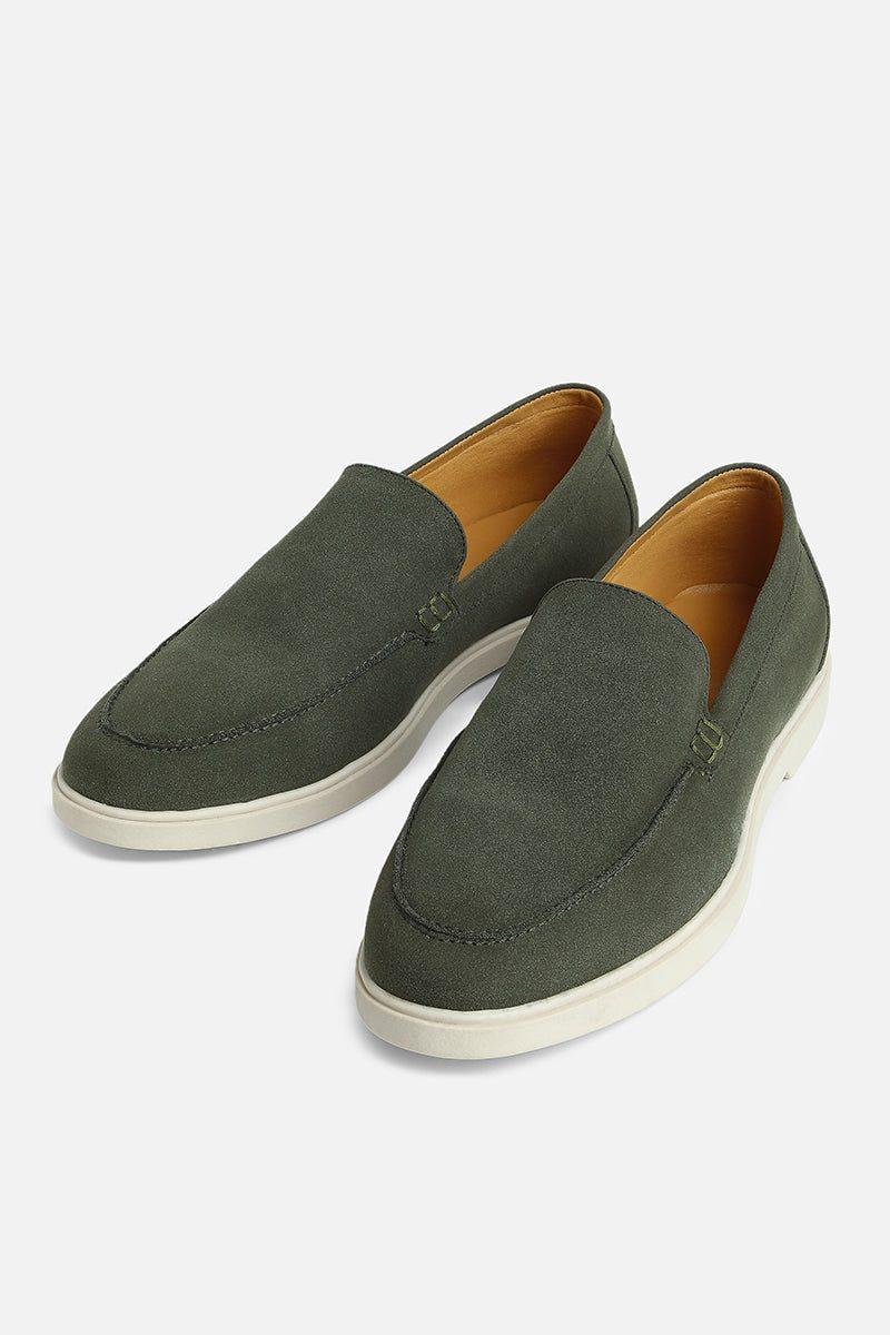 Olive Suede Loafers — view 3