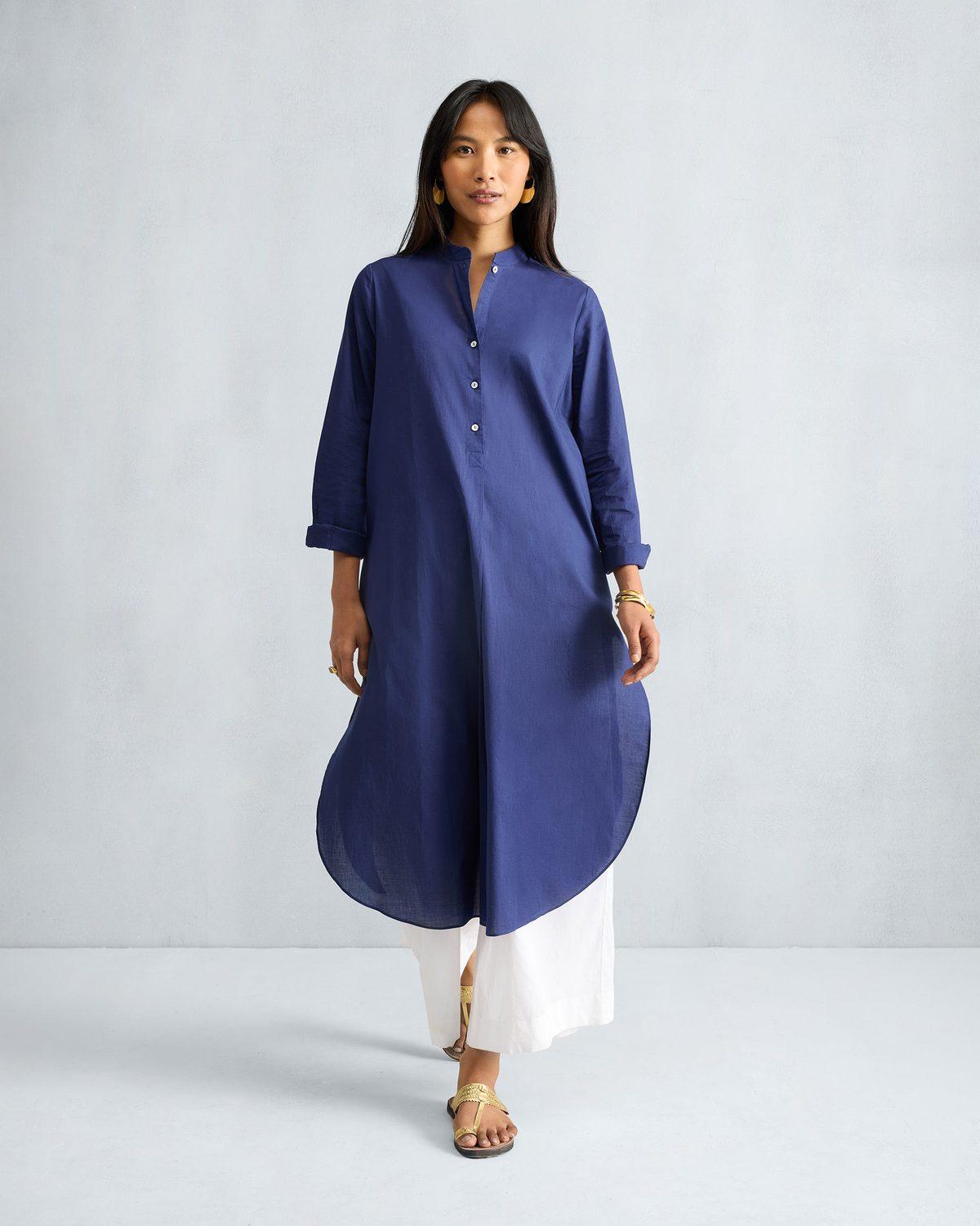 Basic Long Kurta - Ink Blue