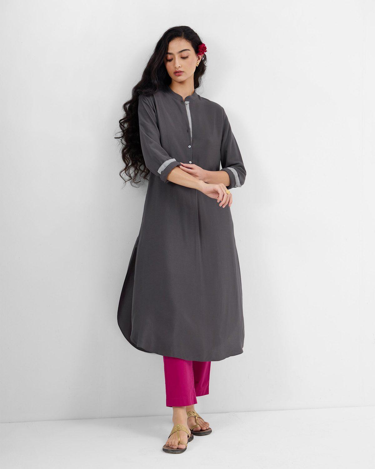 Basic Long Kurta - Silk Blend