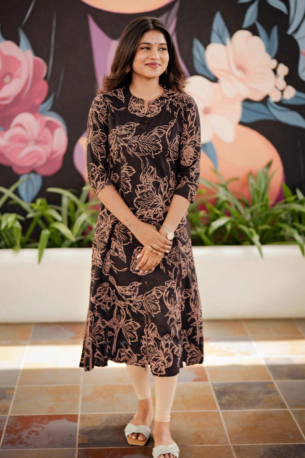 Cocoa Bloom Viscose Printed Kurta