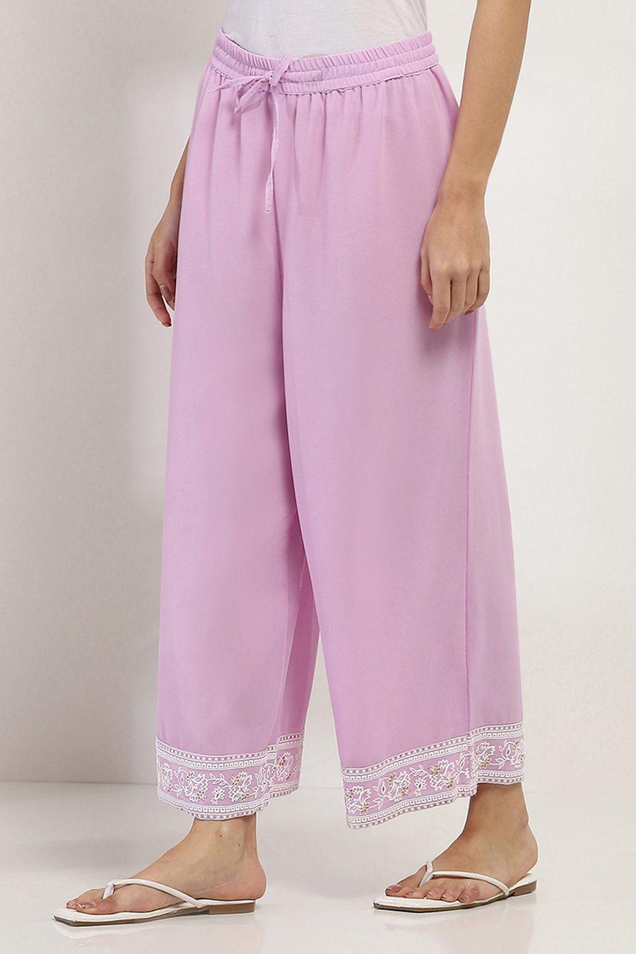 Lavender Solid Straight Palazzos — view 3