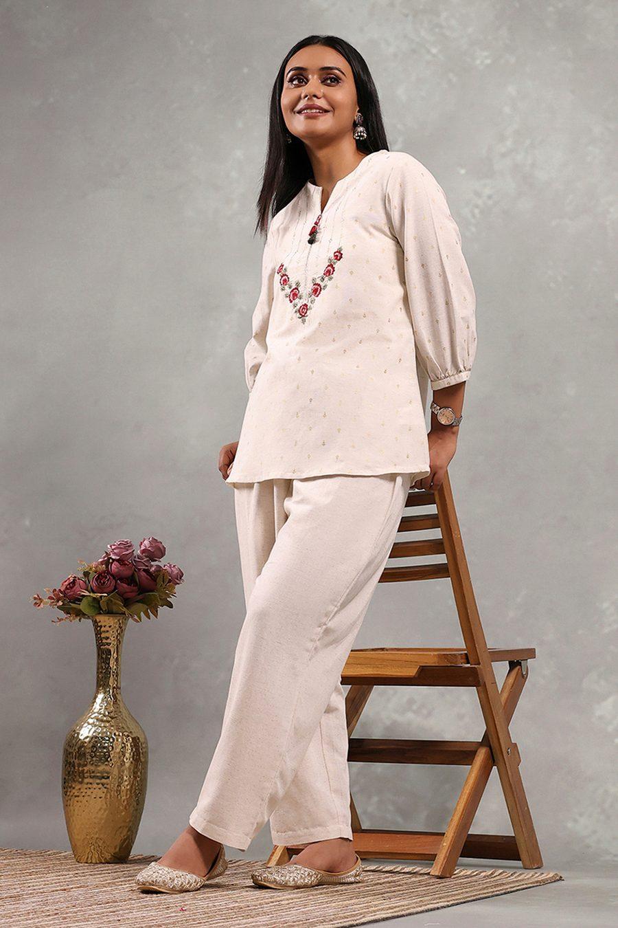 Natural Rayon Blend Straight Pants