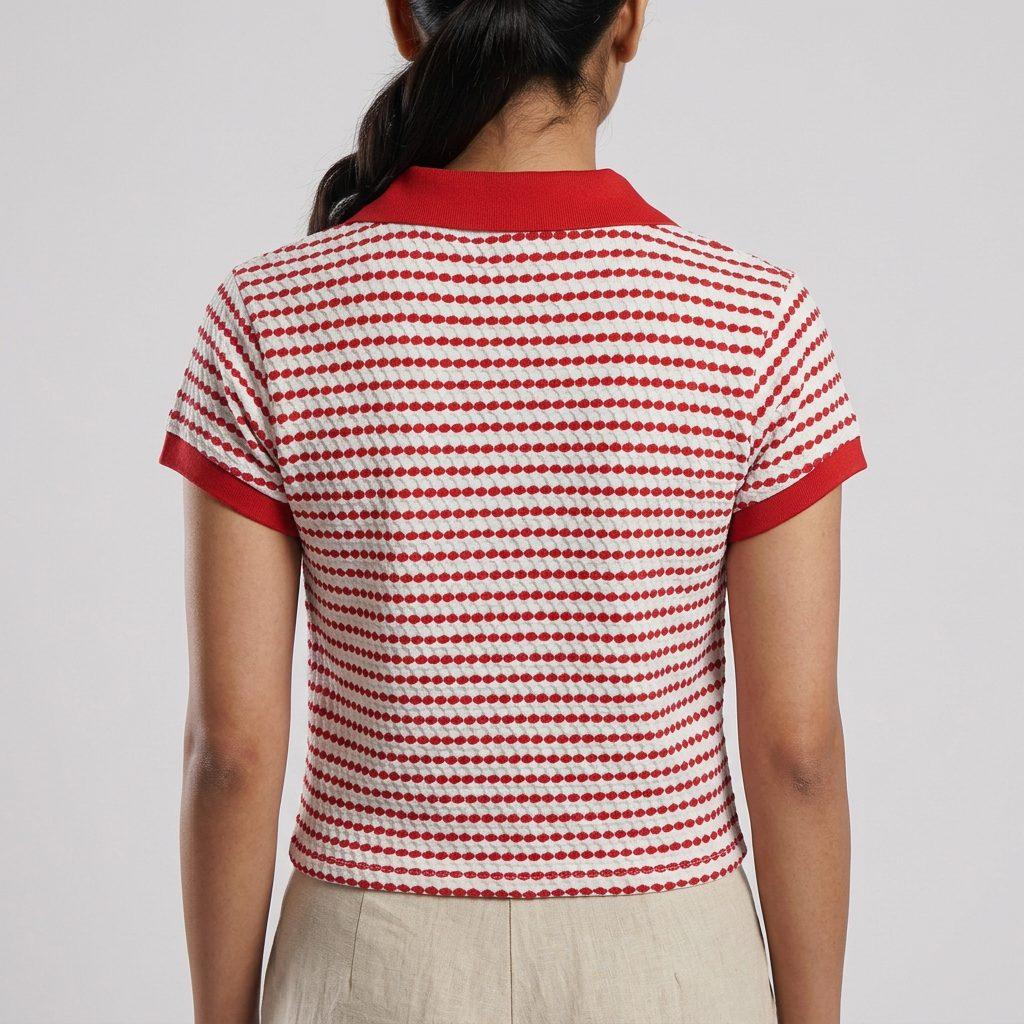 Striped Cropped Polo T-Shirt — view 3